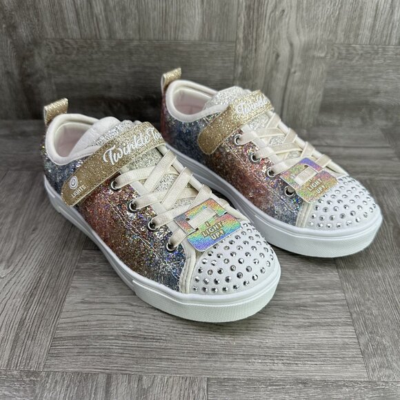 Skechers Twinkle Toes Girls size 1 Sequin Flash Light up Shoes - Picture 2 of 8